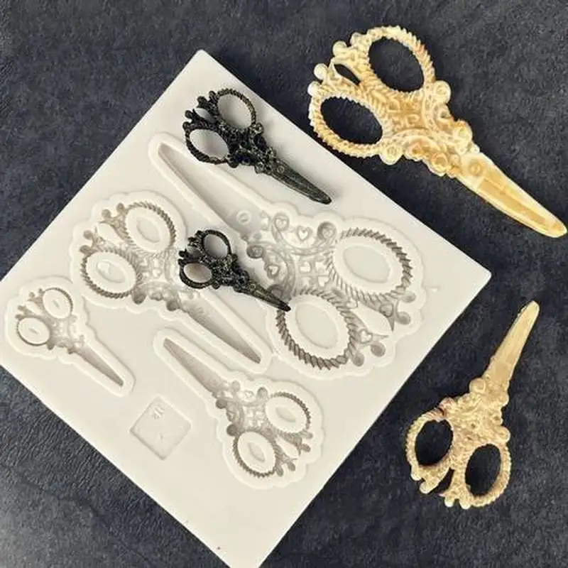 U-miss Silicone Mold for Baking Pastry Tools Form Cupcake Retro Scissors Fondant Cake Chocolate | Дом и сад