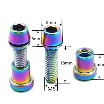 

Titanium Bolts M5 X18mm Forking Lock Bolts + Nuts Ti Bolts for 3t Stem Carbon Fibre Ti Screws Front Fork Lock 2 sets