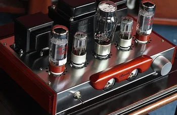 

el34, class A power amplifier, high-end. artwork, wooden frame, brushed metal panel, 220V EMS DHL Free shipping
