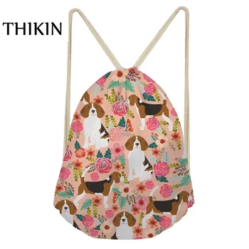 

THIKIN Women Sports Bag Cute Pet Dog Printing Draw-string Swimming Bags 2019 Causal Waterproof Dry Bag Teenager Backpacks