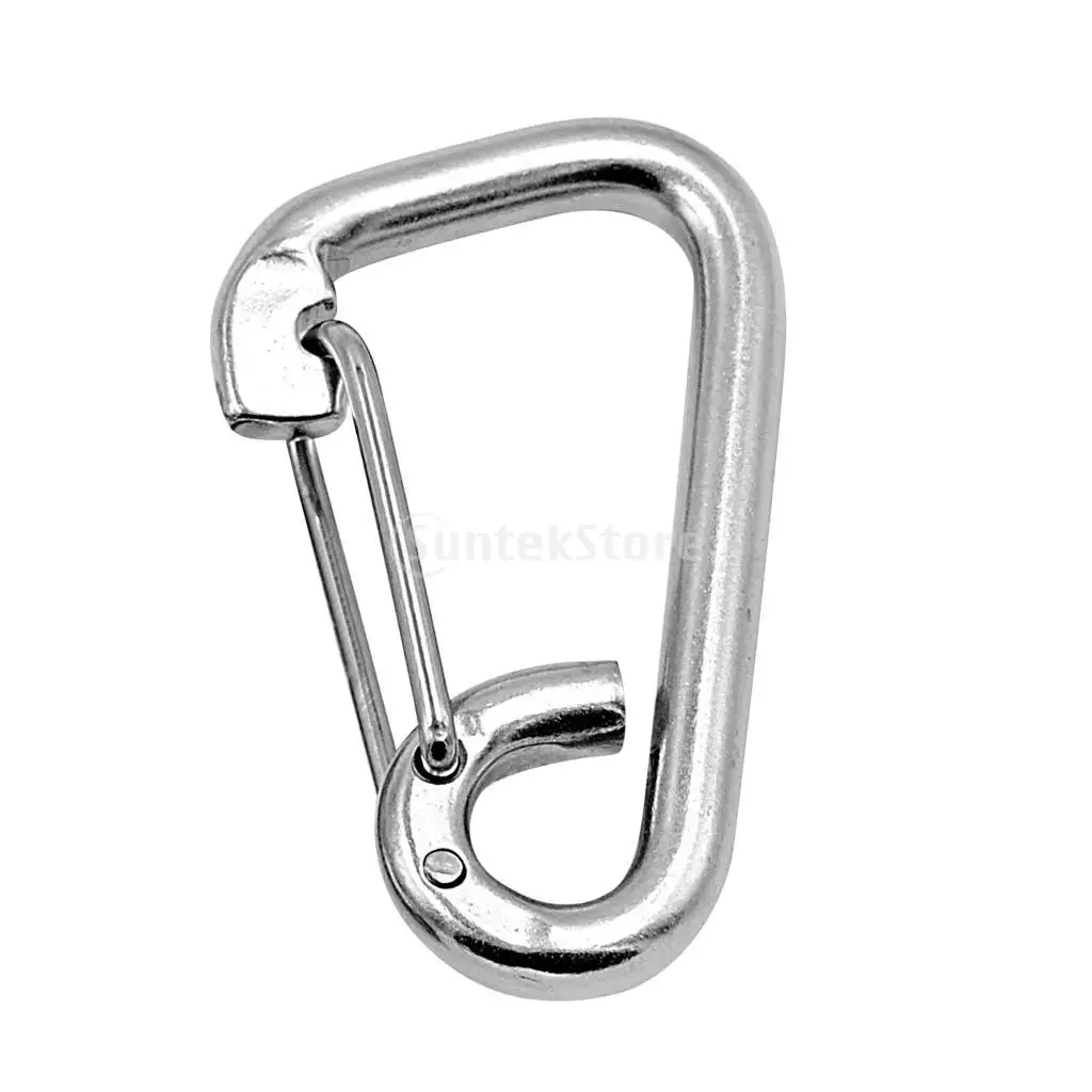 304 Stainless Steel Spring Hook Carabiner Clip Keychain 60mm 80mm 100mm Camping Hiking Outdoor
