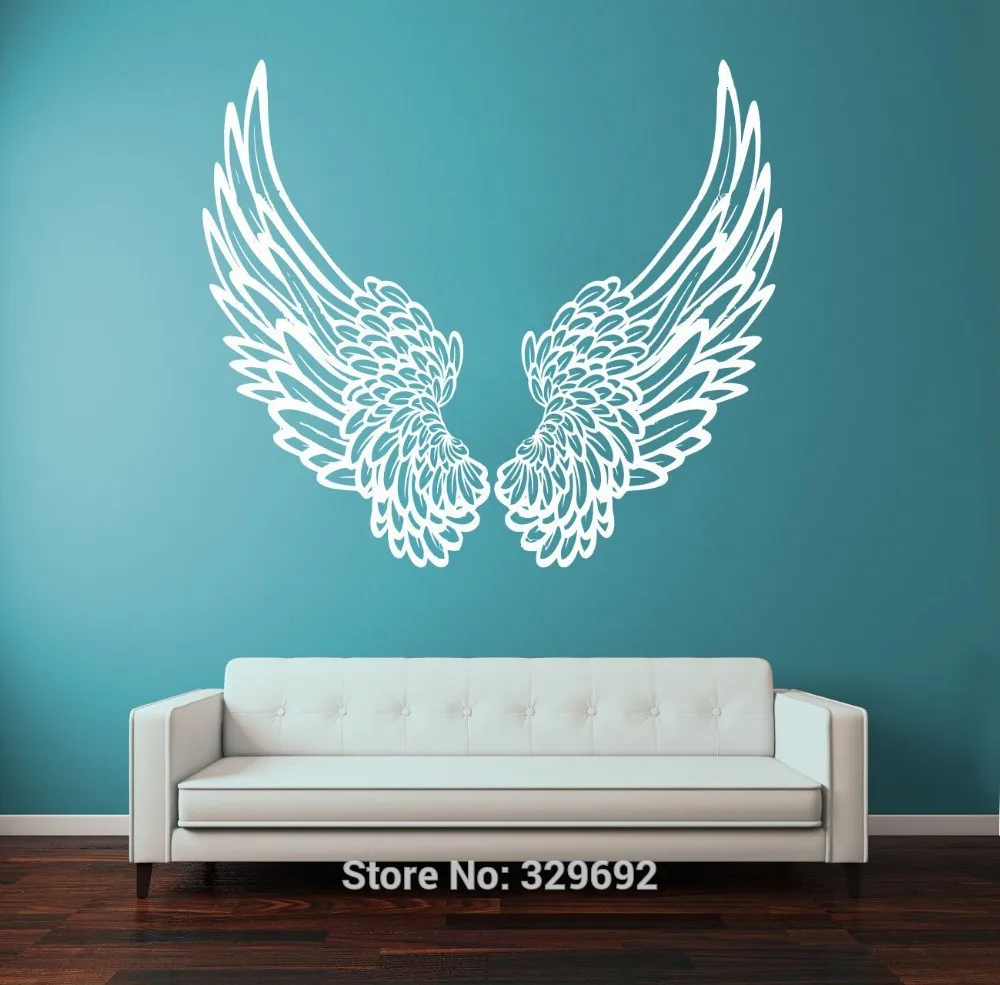 

free shipping Wall Vinyl Sticker Wall Decal Big Wings Angel God Guardian Bird Kids Children Home Decor Decoration Wall Art tx212