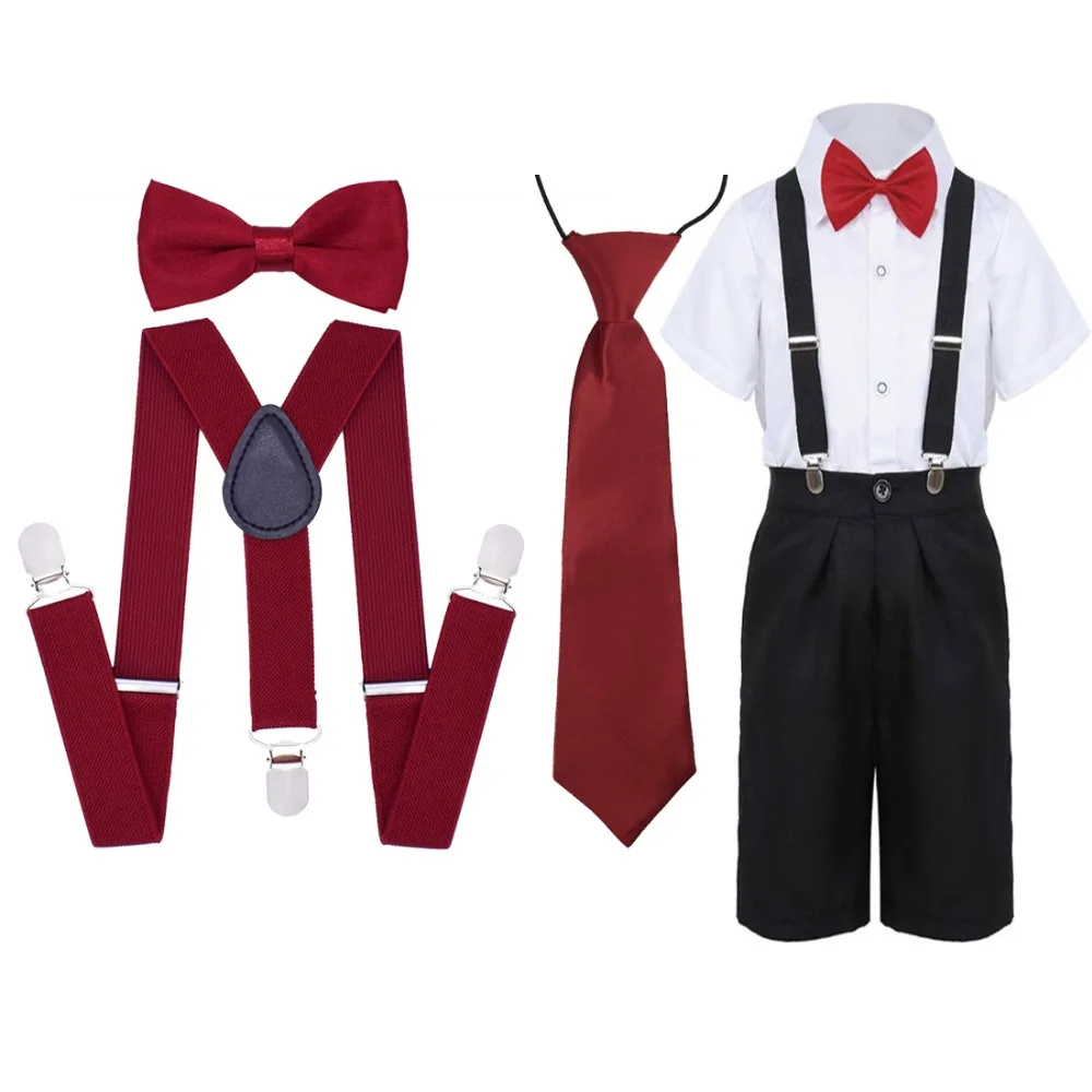 Suspenders-set-kids--wine-red