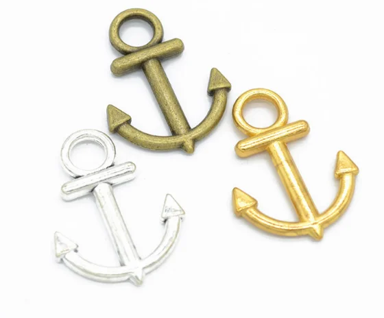 

50pcs Fine Glossy anchor Connector Charms 30*22MM Children's Day gift craft alloy Jewelry earring bracelet necklace anklet