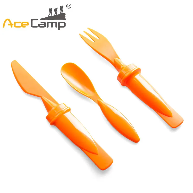 AceCamp 3 pieces Plastic Knife Fork Spoon Cutlery Set for Outdoor