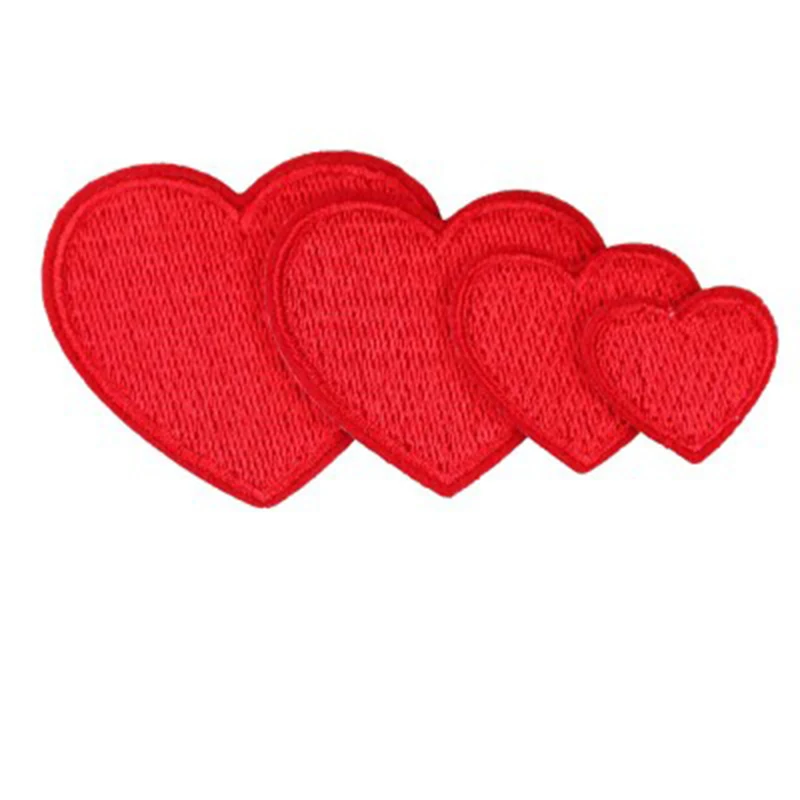 

5PCs Clothes Sticker Jacket DIY Applique Mayitr Red Love Heart Sew Iron On Embroidery Patches Apparel Sewing Fabric