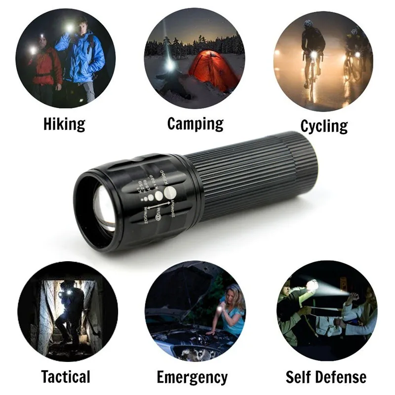 2018 NEW LED Flashlight Lanterna de led linternas Torch Zoomable Lamp Mini Flashlight LED Light Lantern Bike Light With AAA (4)