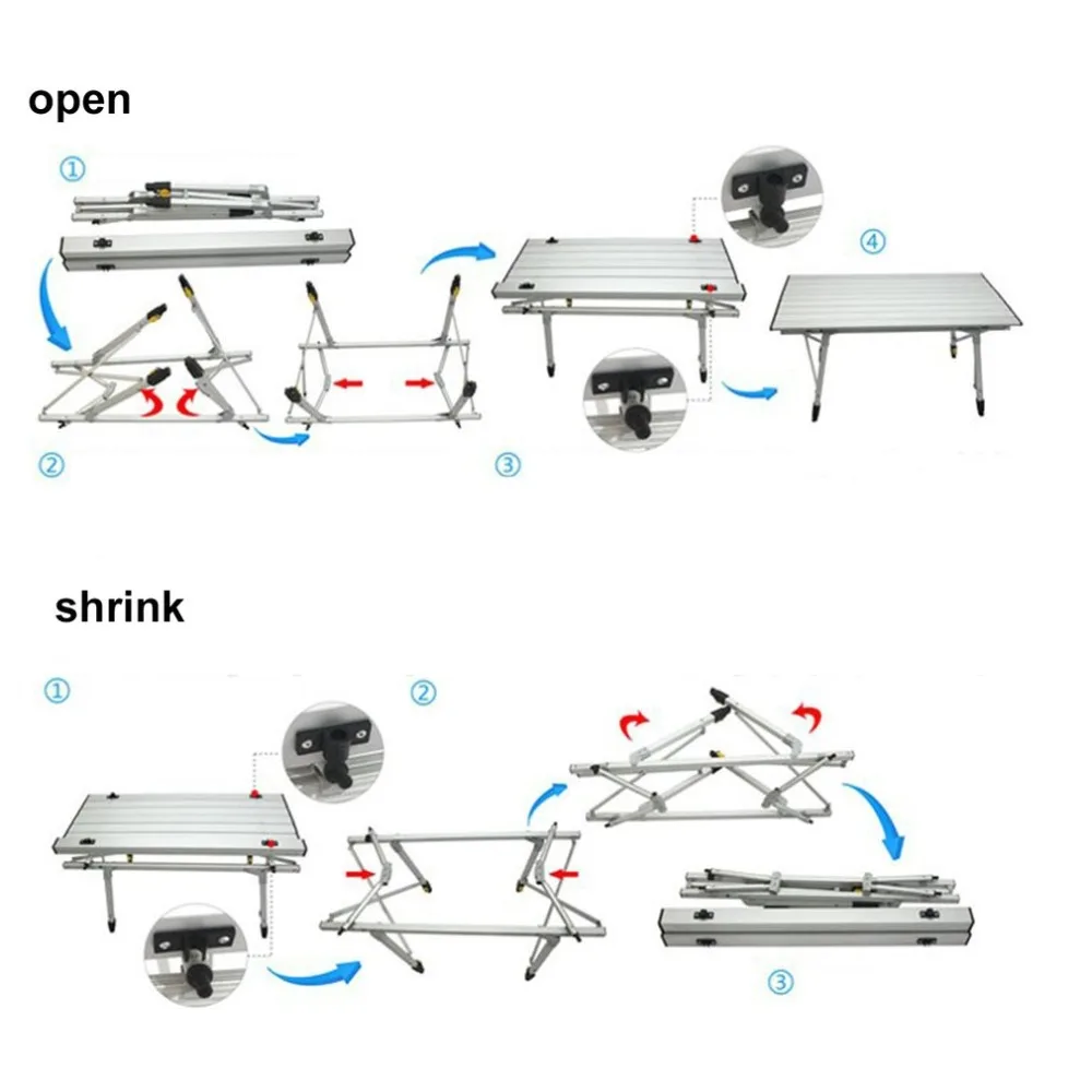 

Portable Folding Camping Table Aluminum Alloy Height-Adjustable Rolling Table for Outdoor Camping Picnic