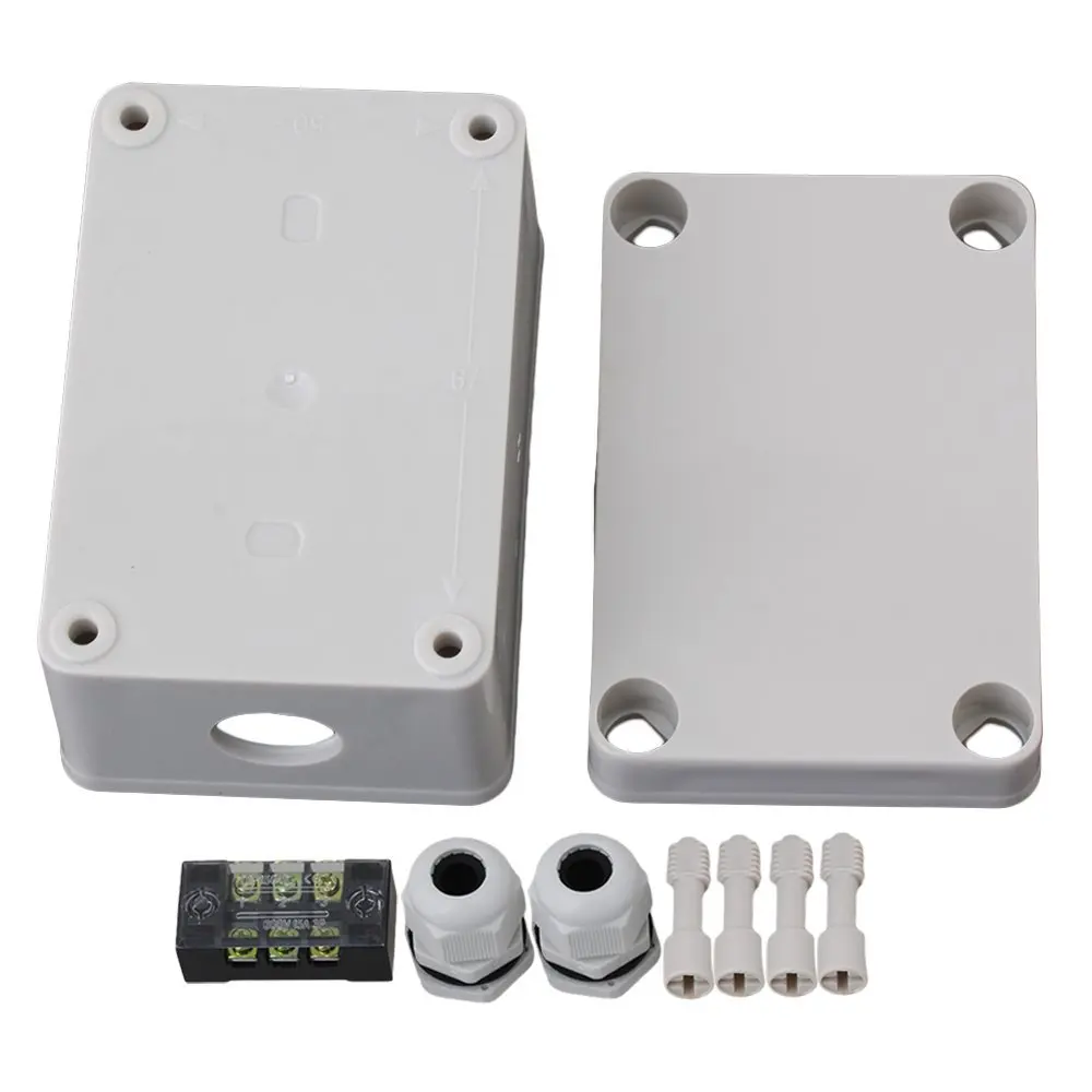 

95x65x55mm Plastic Waterproof Electrical Junction Box 3 Position 1 In 1 Out Terminals Enclosure Case with 2 PG11 Connector