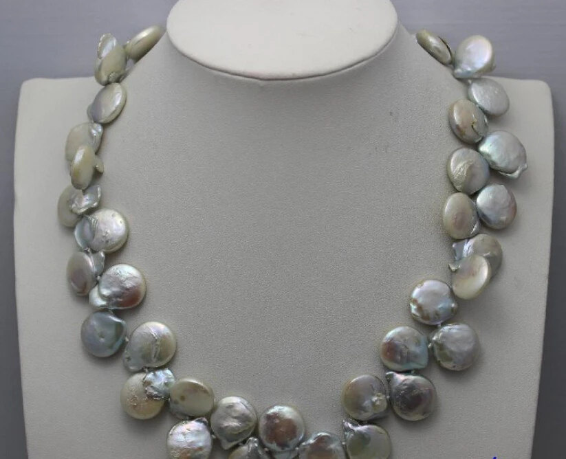

ddh003340 Light gray coin Freshwater pearl necklace 14.5-15mm 17.5