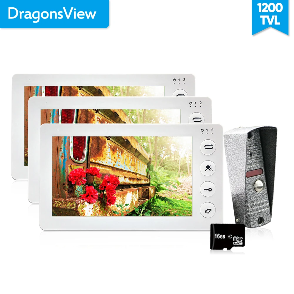 Dragonsview 7 Inch Video Door phone Intercom System Doorbell with Camera 1200TVL 3v1 Record Unlock Dual Way Talk