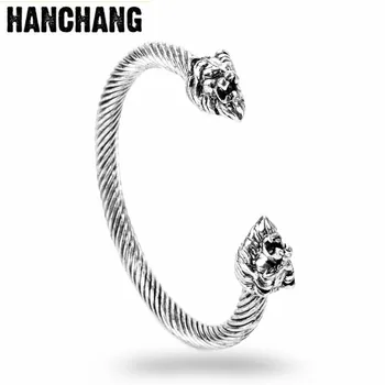 

Indian Jewelry Viking Bracelet Titanium Double Lion Head Opening Bracelet Adjustable Cuff Bracelet