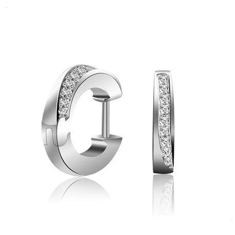 

Genuine 925 sterling silverr Earrings Female 2019 New Korean Edition Drilled Fashion Circle hoop Earrings with zircon stone