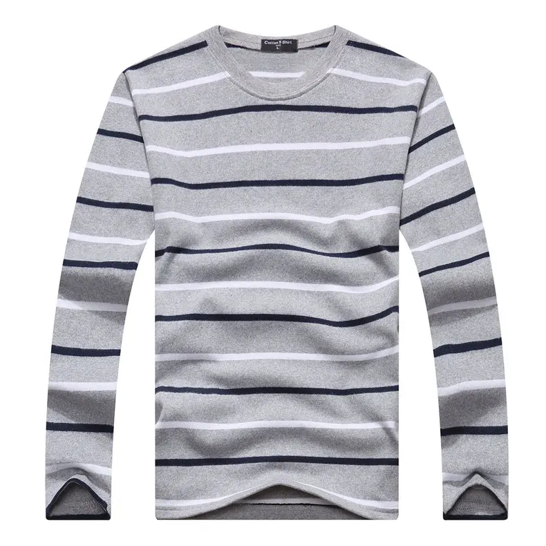 Cotton T-shirts Men Long Sleeve Mens TShirt Spring Autumn Brand Striped Male T shrits Dress Global Shopping Festival Drop-Ship 02