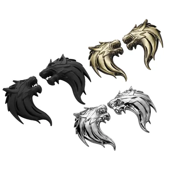 

Wolf Head Ho 100% 3D Metal Auto Ho Car Grill Badge Logo Totem Grille Emblem Sticker DIY Gun /Silver /Bronze 3 Colors Car-Styling