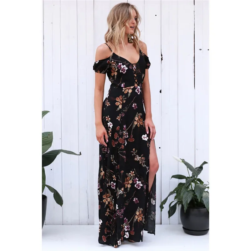 2018 HOT sell Dress summer beach dress Women Vintage Boho Long Maxi Evening Party black dress Floral Sundress robe femme J07#N (11)