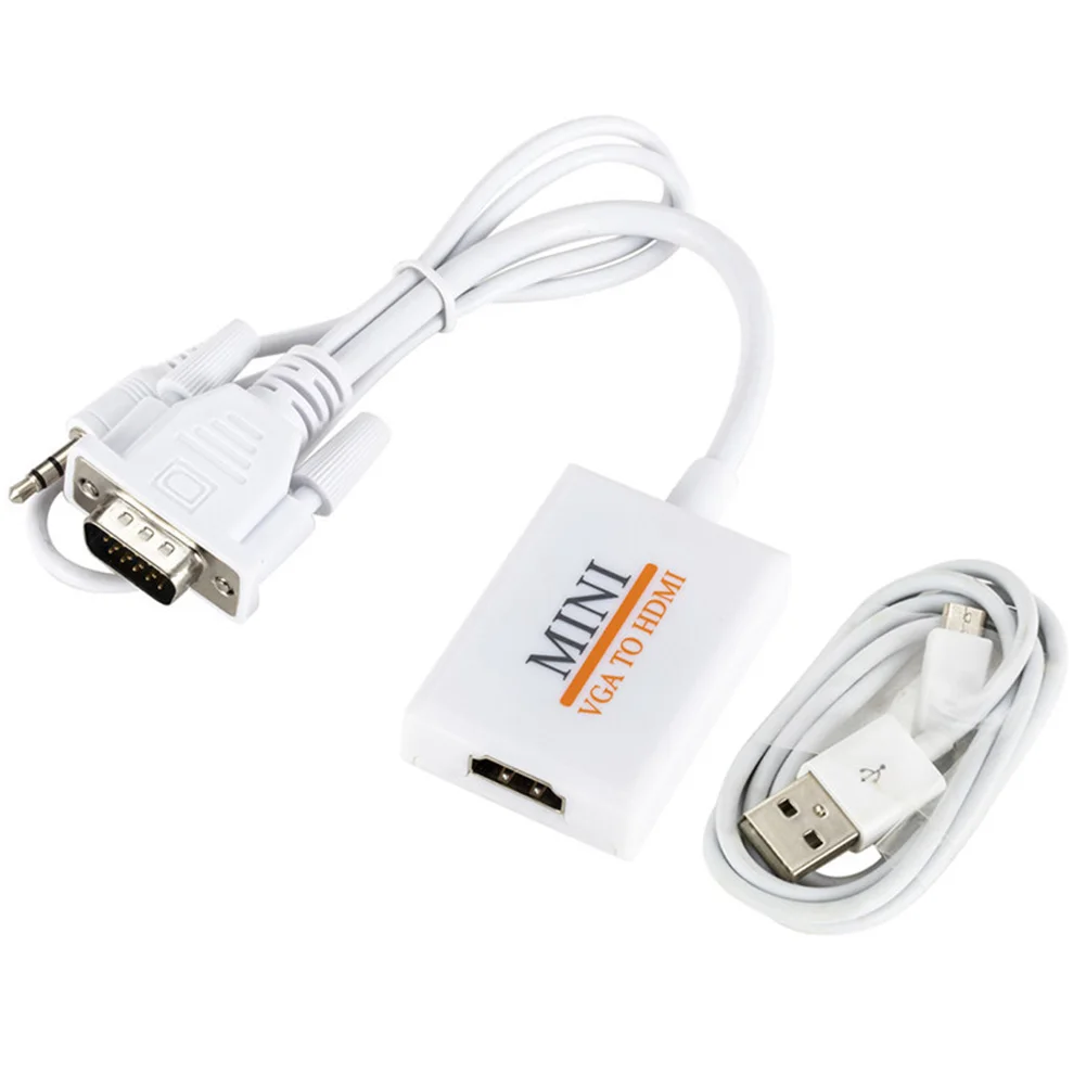 

1080P HD Laptop HDTV Audio Converter TV Signal With Audio Cable Computer VGA Male To HDMI Output AV Video Adapter Adaptor