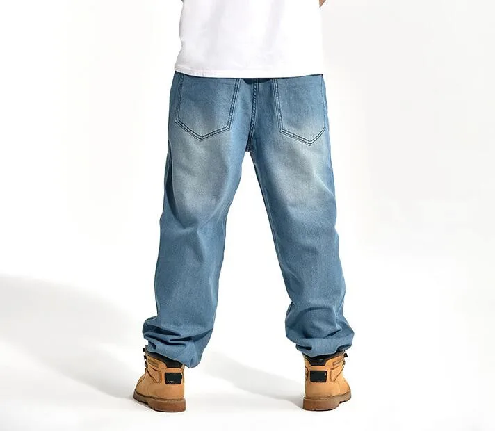 Человек свободные джинсы в стиле хип-хоп скейтборд джинсы Мешковатые штаны джинсы в стиле хип-хоп мужские ad rap джинсы Большие размеры 30-46