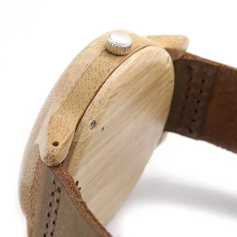 Reloj de Pulsera Casual Bambú y Cuero Reloj de Pulsera Casual Bambú y Cuero