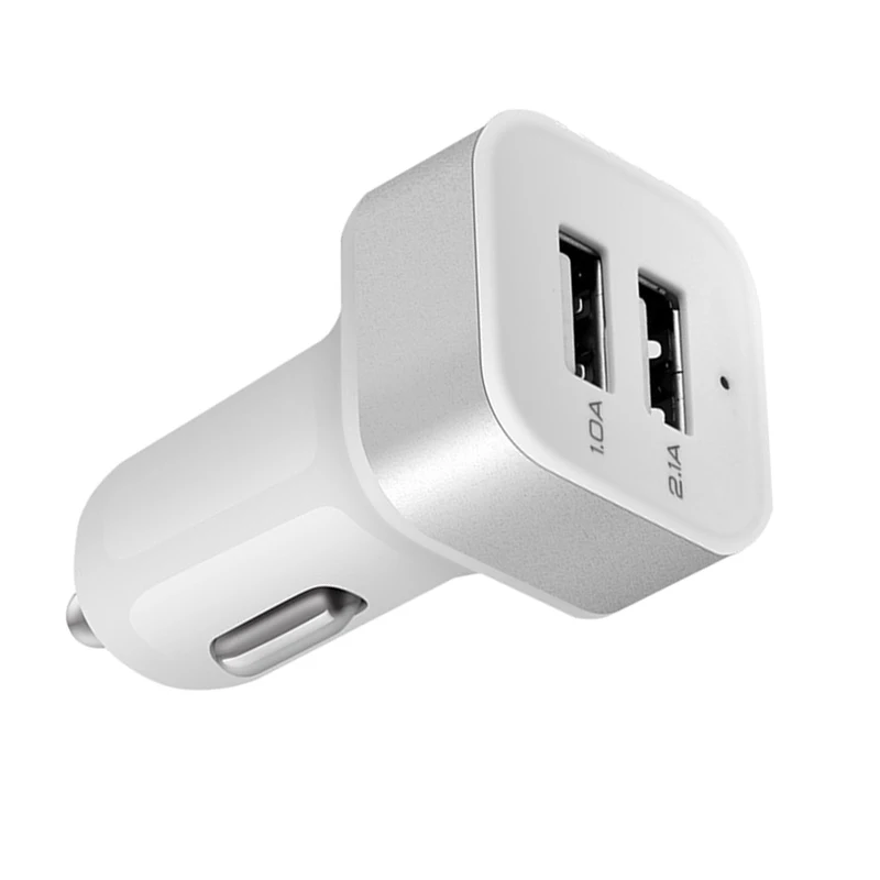 Универсальный 5V 2.1A USB DC Автомобильное зарядное устройство для iPhone Sam-sung H T C 2 порта серебро