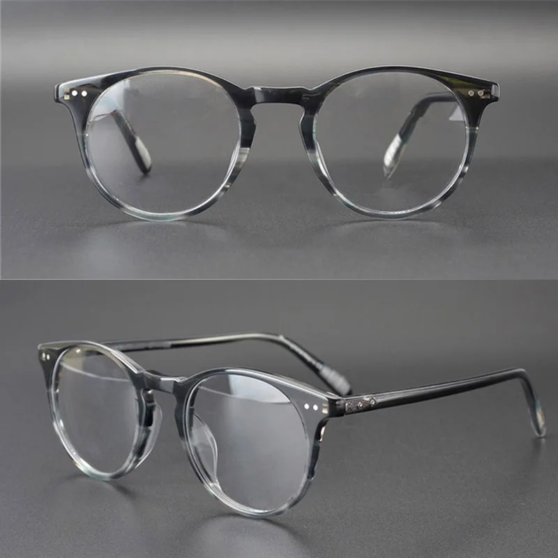 Ацетатные прозрачные круглые очки винтажные оптические очки оправа для мужчин и женщин прозрачные маленькие очки оправа с линзами при миопии очки