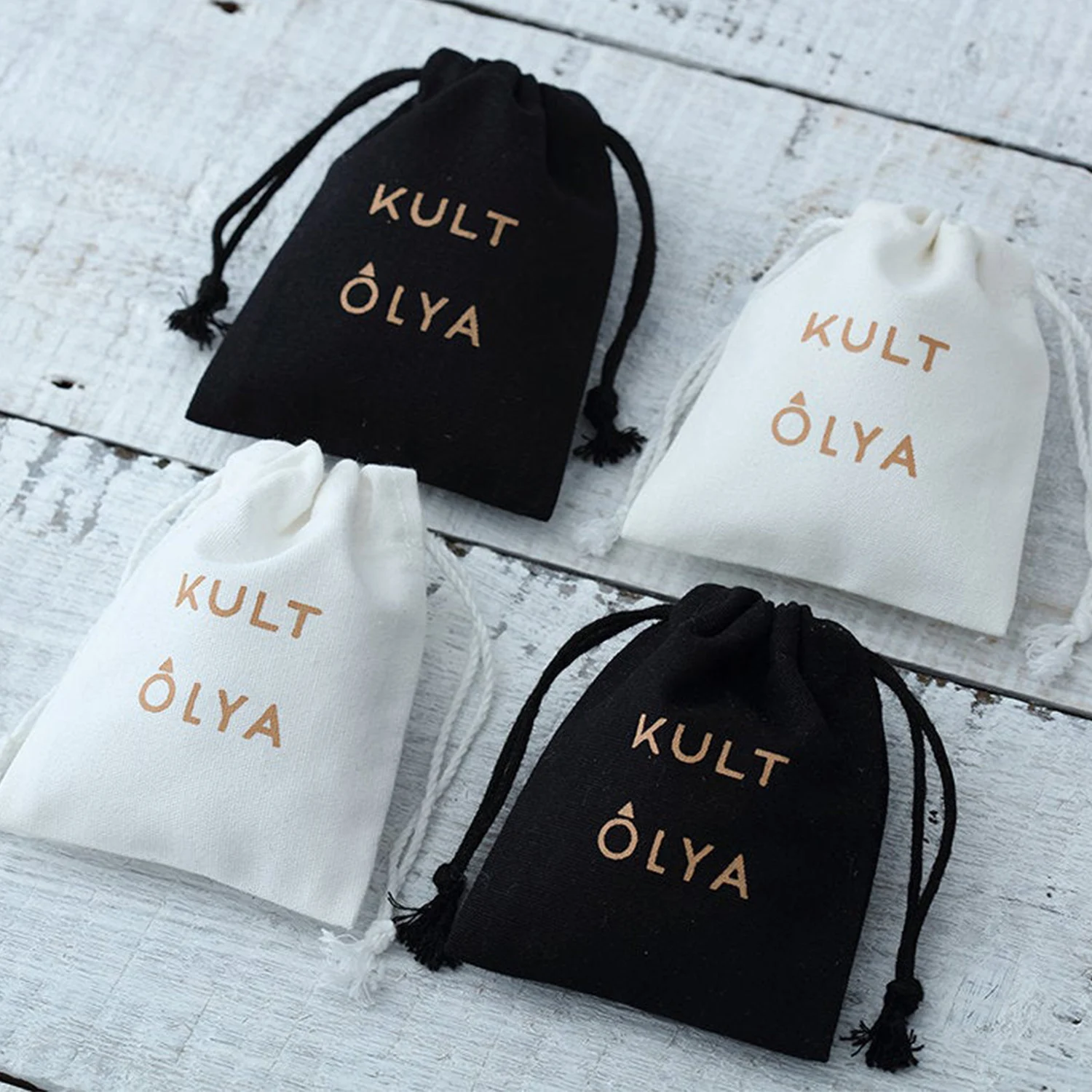 

Personalized Cotton Canvas Jewelry Gift Packaging Pouches Black Drawstring Bag Chic Wedding Party Favor Bags Custom Logo Print