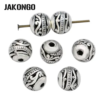 

JAKONGO Wave Spacer Beads Antique Silver Plated Hollow Loose Beads for Jewelry Making Bracelet Jewelry Accessories 8mm 10pcs