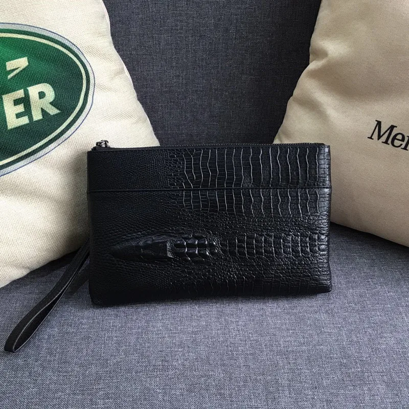 

Kaisiludi leather men's bag with a large capacity crocodile crest layer of soft leather envelope bag fashion men's bag