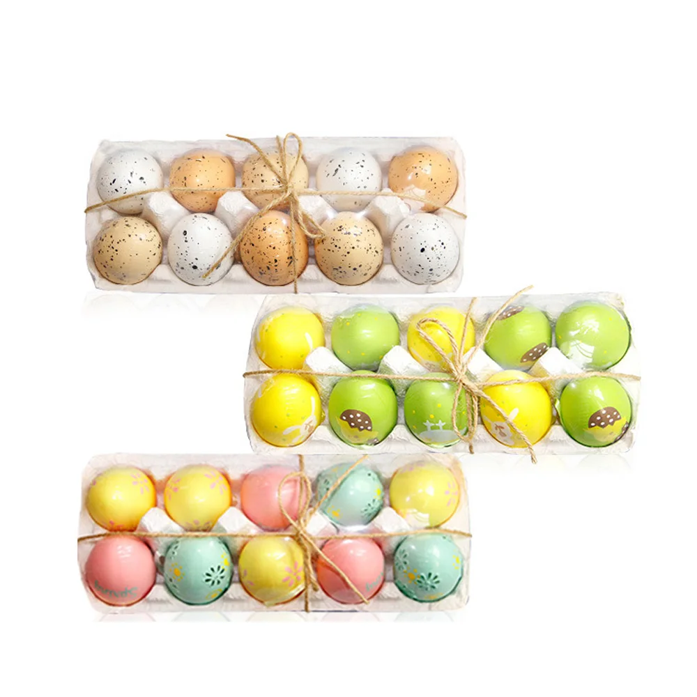 

10pcs /bag New Plastic Hanging Rope Easter Eggs Gifts Colored Egg Easter Events Birthday Party DIY Decorative Kids