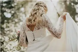 2019 романтический пляж свадебное платье с длинными рукавами и пуговицами сзади Дешевые шифоновое невесты платье Vestito da sposa