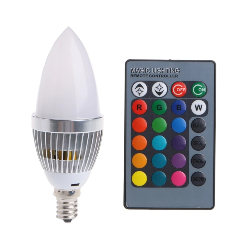 E12 3 Вт RGB светодиодный 15 цветов изменяющаяся Свеча лампа W/Дистанционное Управление AC85-265V L15