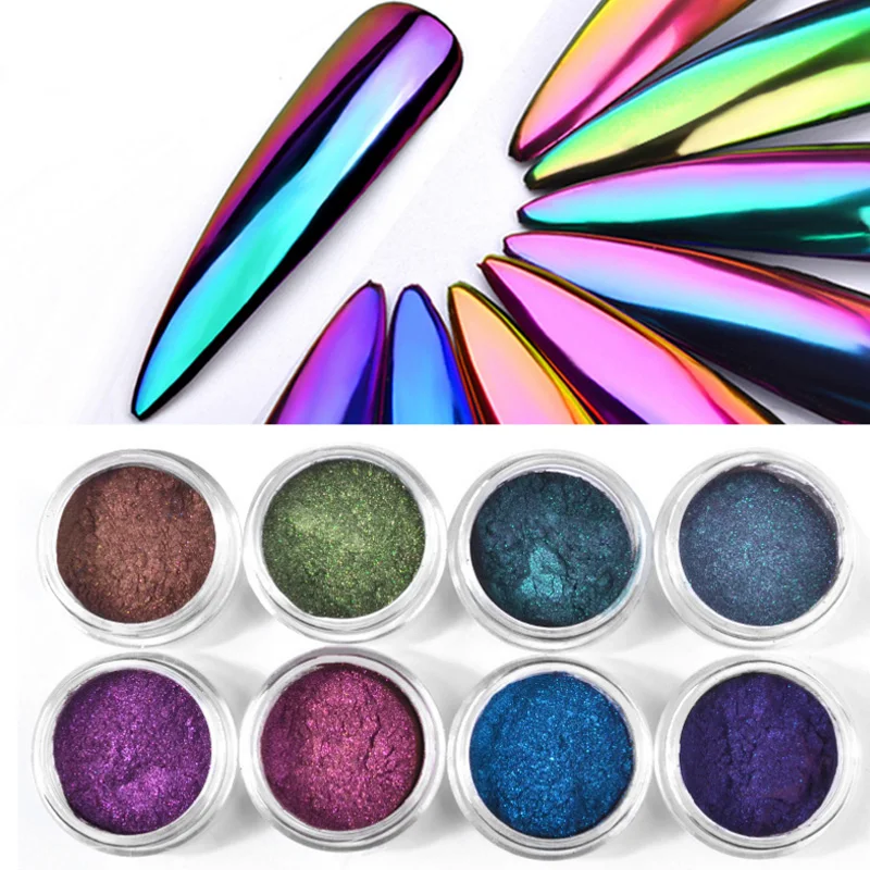 

Charm Neon Magic Mirror Powder Holographic Unicorn Chameleon Aurora Colorful Dust Nail Art DIY 8 Colors