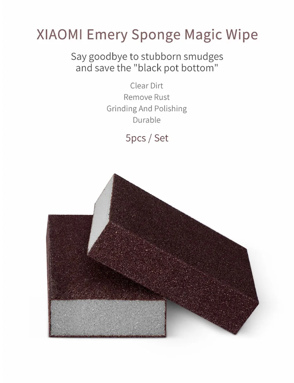 Xiaomi jiezhi brown Emery Magic SpongeDishwashing brush Kitchenware rust special brush Cleaner Kitchen Bathroom Cleaning Tool (1)