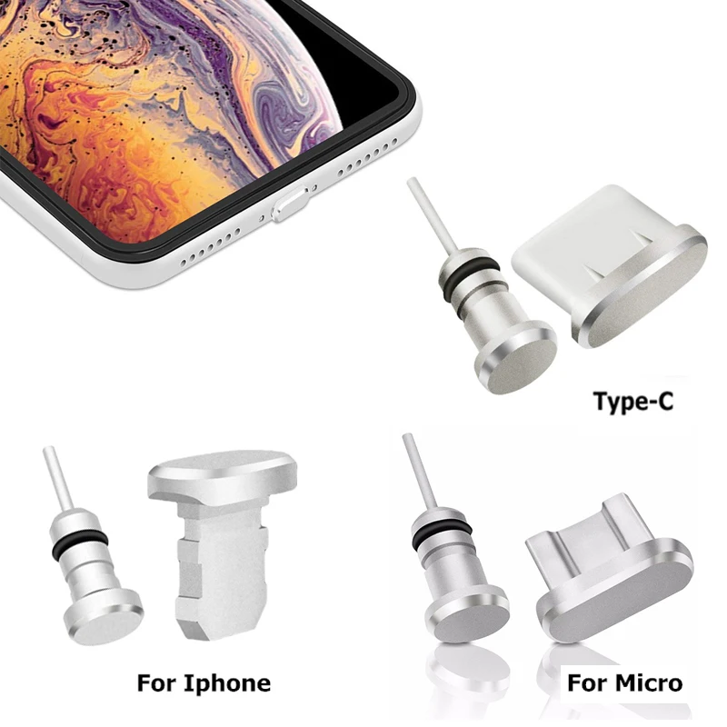 

Metal Dust Plug Phone Accessories Charging Port Earphone Jack 3.5 For Xiaomi Samsung S8 S9 Micro Type C For iPhone X 8 7 Plus 6