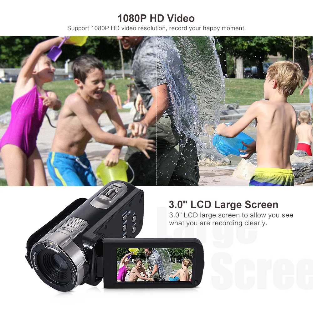 HDV-302P 3," экран 1080P Full HD Цифровая видеокамера 24MP 16X цифровой зум электронный анти-встряхивание мини-камера видеокамера