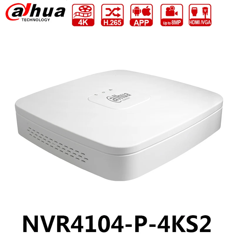 Dahua оригинальный NVR4104-P-4KS2 4CH сетевой видеорегистратор Smart 1U 4POE 4K &amp H.265 Lite с