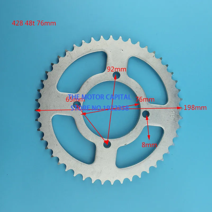 Высокая производительность 76 мм 428 48 т зуб задняя цепная Звездочка для мотоцикла питбайк картинг