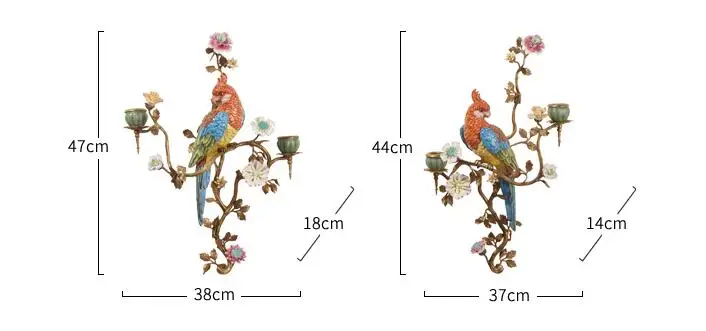 Европейский декоративный разноцветный попугай с двойной головкой цветок подсвечник роскошный Декор для дома