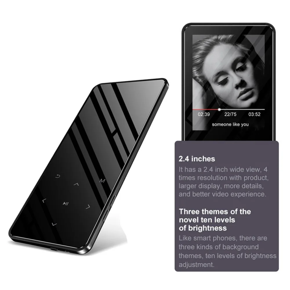

MP4 Player With Bluetooth Lecteur Mp3 Mp4 Music Player Portable Mp4 Media Slim 2.4 inch Touch Keys Fm Radio Video Hifi