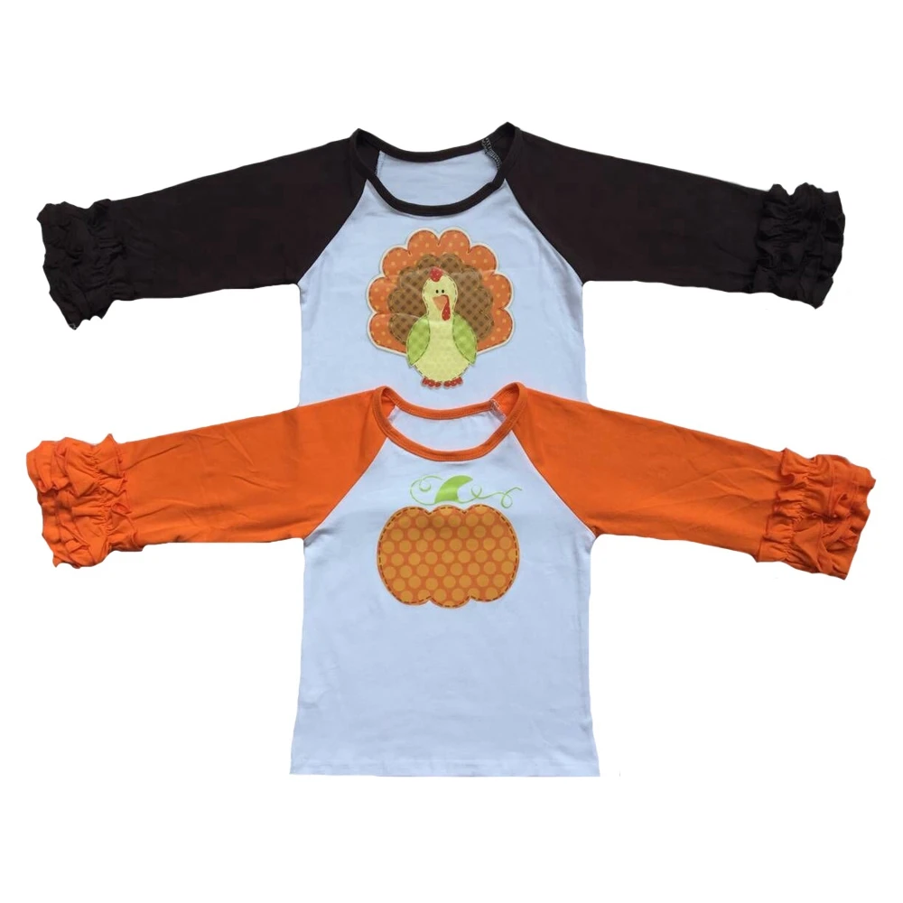Pumpkin Turkey Fashion Tops Baby Toddler Little Boys Fall Halloween Thanksgiving Christmas Raglan Tee Shirts