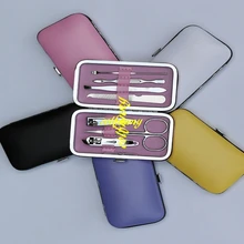 100 компл./лот 7 шт./компл. из нержавеющей стали ногтей маникюрный набор для ухода за ногтями Инструменты щипчики для ногтей пилка для ногтей Ножницы-пинцет