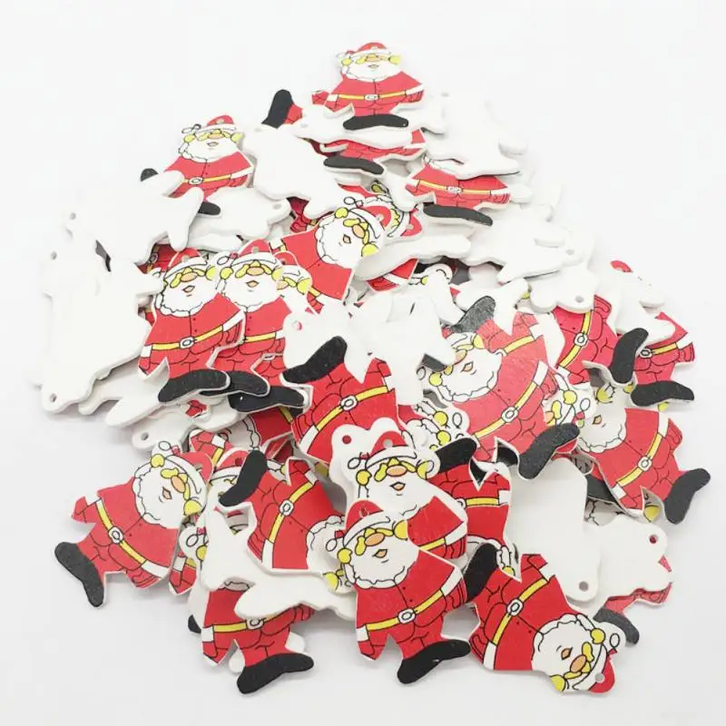 

50pcs /lot Christmas Buttons Snowman Decor Sewing Scrapbook DIY Craft Wooden Button 2019 New