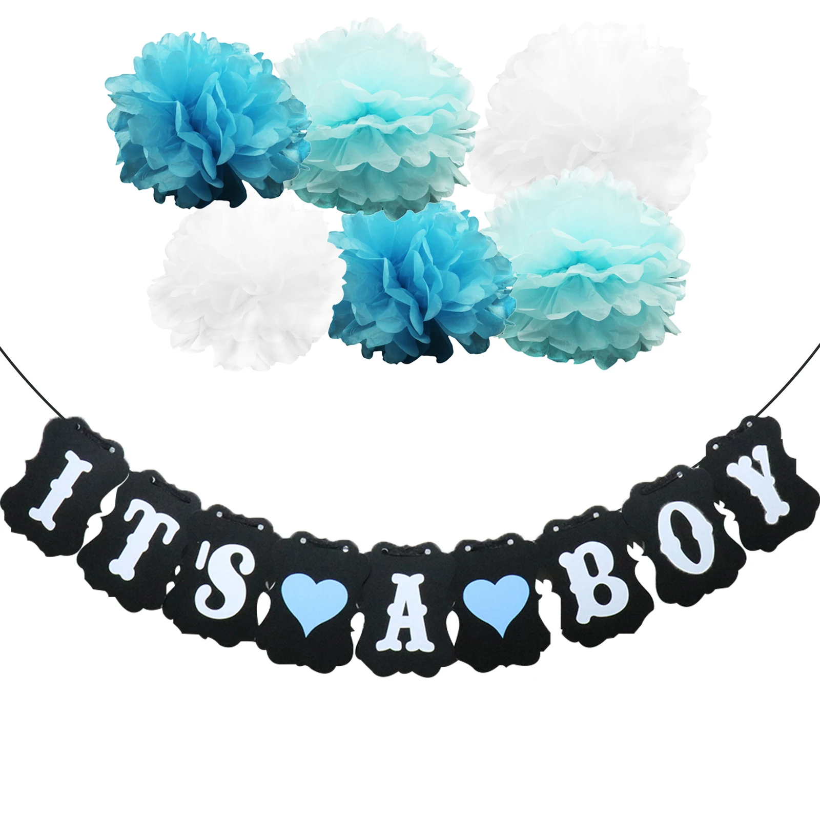 

1 set baby shower decoration It's a girl/ boy paper banners paper flower birthday party DIY hanging decoration supplies