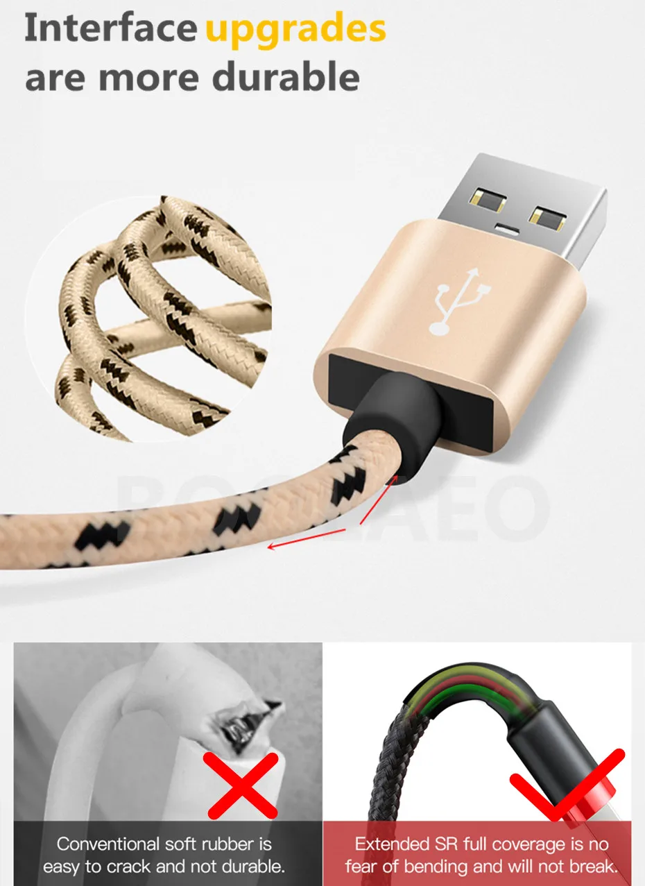 Нейлоновый Micro Зарядка через usb кабель для передачи данных samsung Galaxy S7 S6 huawei p10 Xiaomi