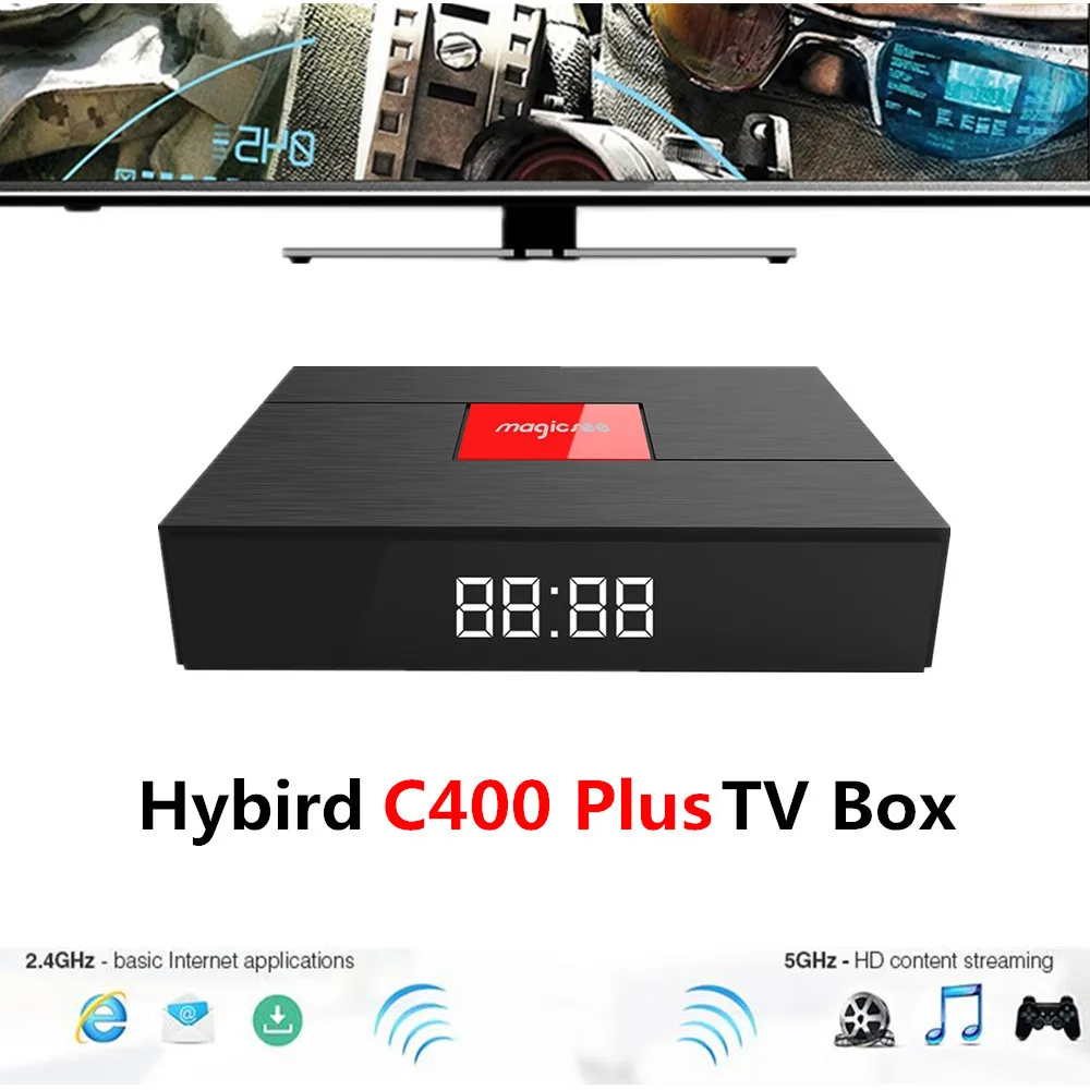 Magicsee C400 Plus Smart TV Box Android 7.1.2 Amlogic S912 Hybird S2+T2+C TV Box 3GB 32GB Dual WiFi 100Mbps BT4.1 PVR Recording Magicsee C400 Plus Smart TV Box Android 7.1.2 Amlogic S912 Hybird S2+T2+C TV Box 3GB 32GB Dual WiFi 100Mbps BT4.1 PVR Recording