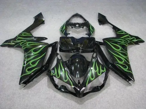 

Motorcycle Fairing kit for YAMAHA YZFR1 07 08 YZF R1 2007 2008 YZF1000 yzfr1 07 08 Green flames black Fairings Set+7gifts YG71