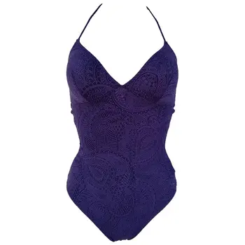 

Royal Blue Floral Texture Sexy Bodysuit for Women Female Beauty Care Lace-up Halter One-piece Shaper Underwear Gift SH005