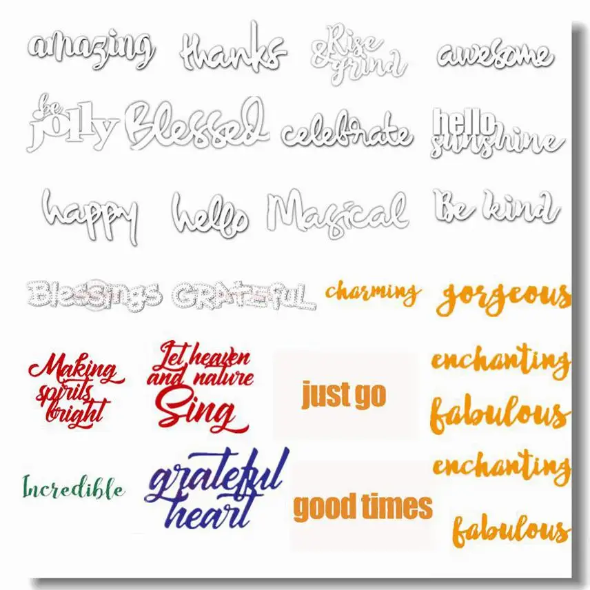 

Praise Positive Words DIY Cutting Dies Card Album Making Scrapbooking Template Stencil Embossing Craft New Dies For 2019