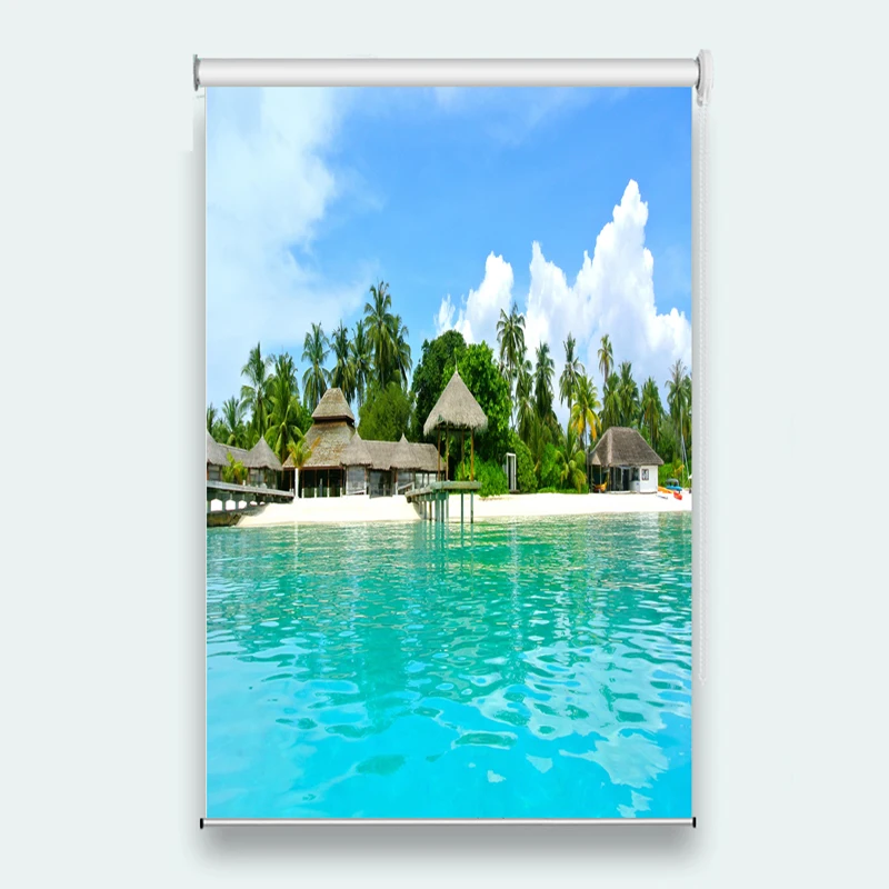 Luxury Blinds villa scenery Photo Window Roller Blinds For Sofa Home Hotel Office Shade