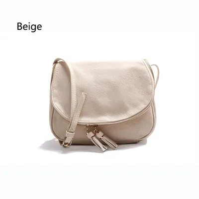 Женские сумки через плечо, ретро Минималистичная сумка-мессенджер, женская кожаная сумка с кисточкой, известный бренд, женские повседневные сумки через плечо - Цвет: beige